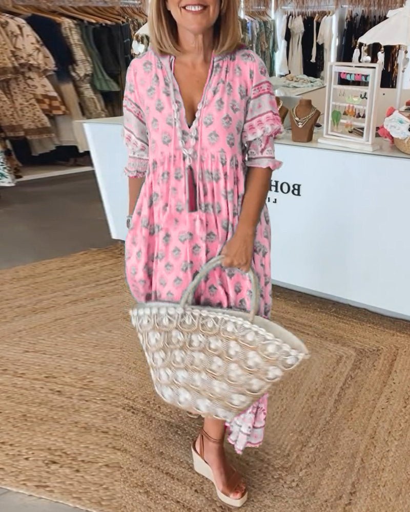 Women's Chic Floral V-Neck Dress
