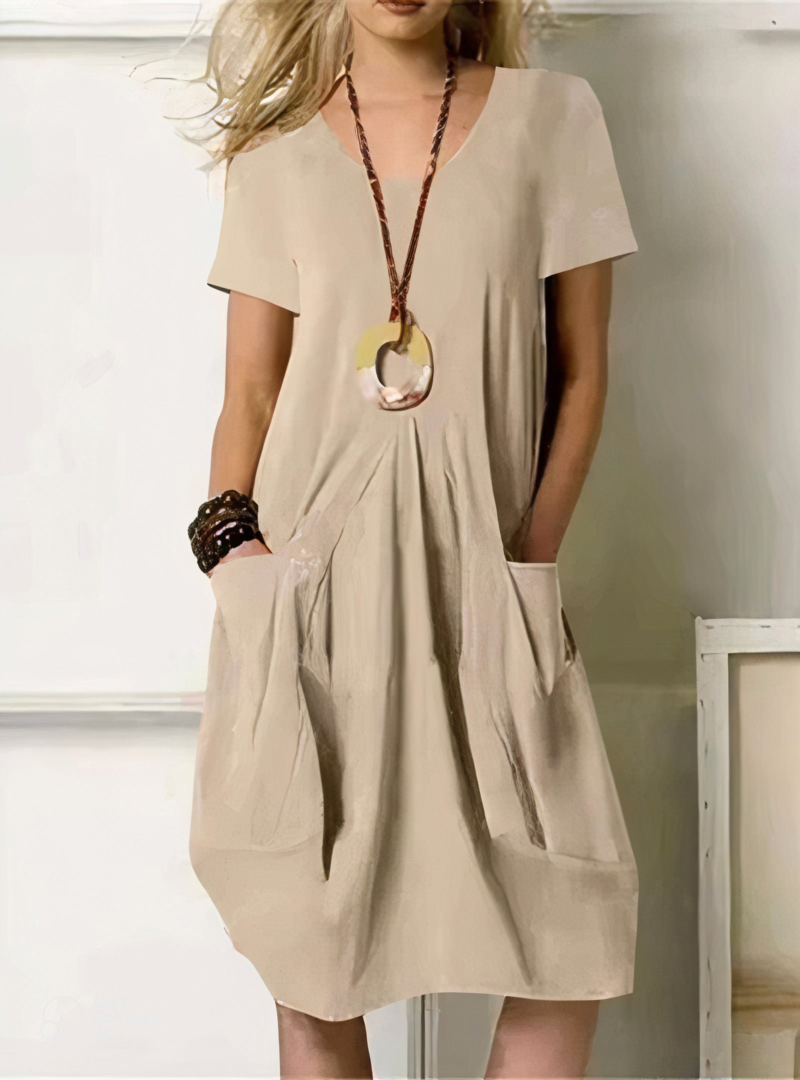 Women's Effortless Relaxed A-Line Casual Midi Dress