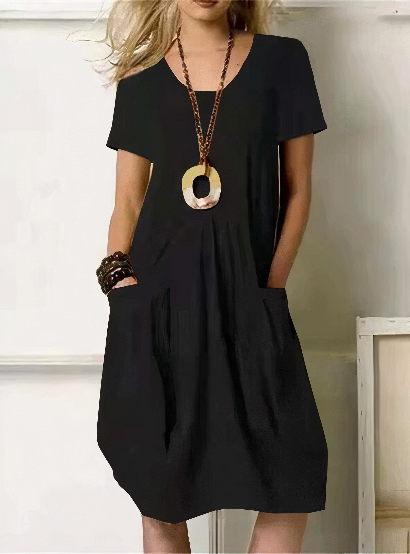 Women's Effortless Relaxed A-Line Casual Midi Dress