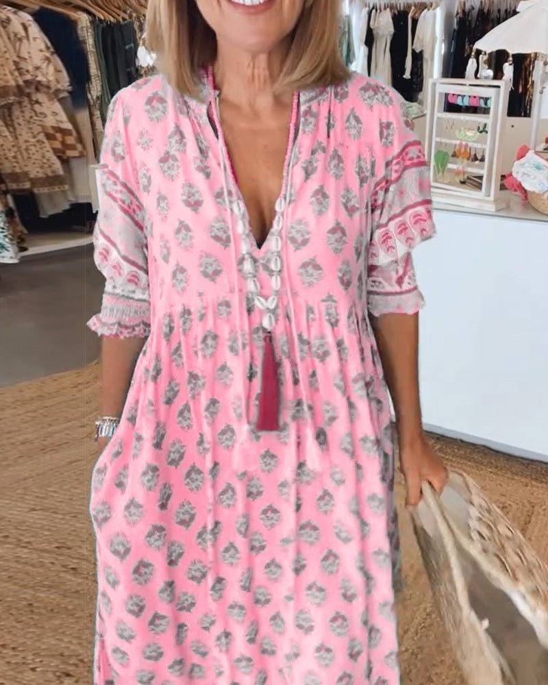 Women's Chic Floral V-Neck Dress