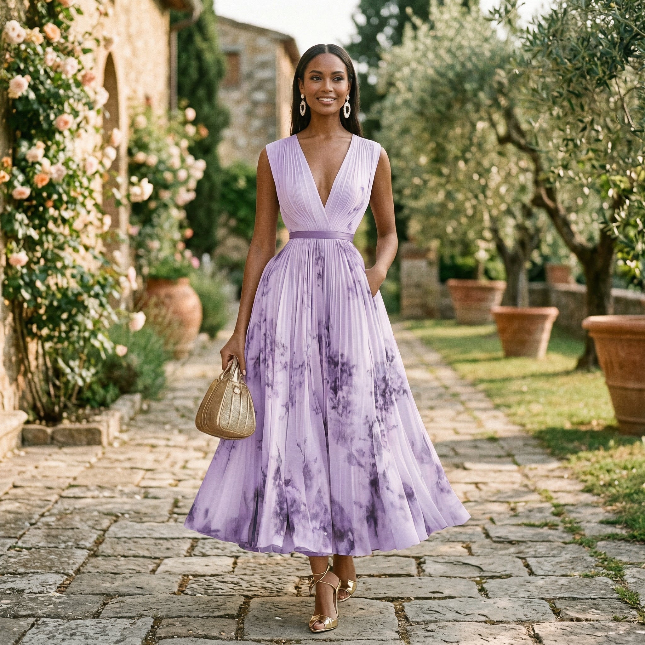 Women's Elegant Floral Long Sleeve Maxi Dress
