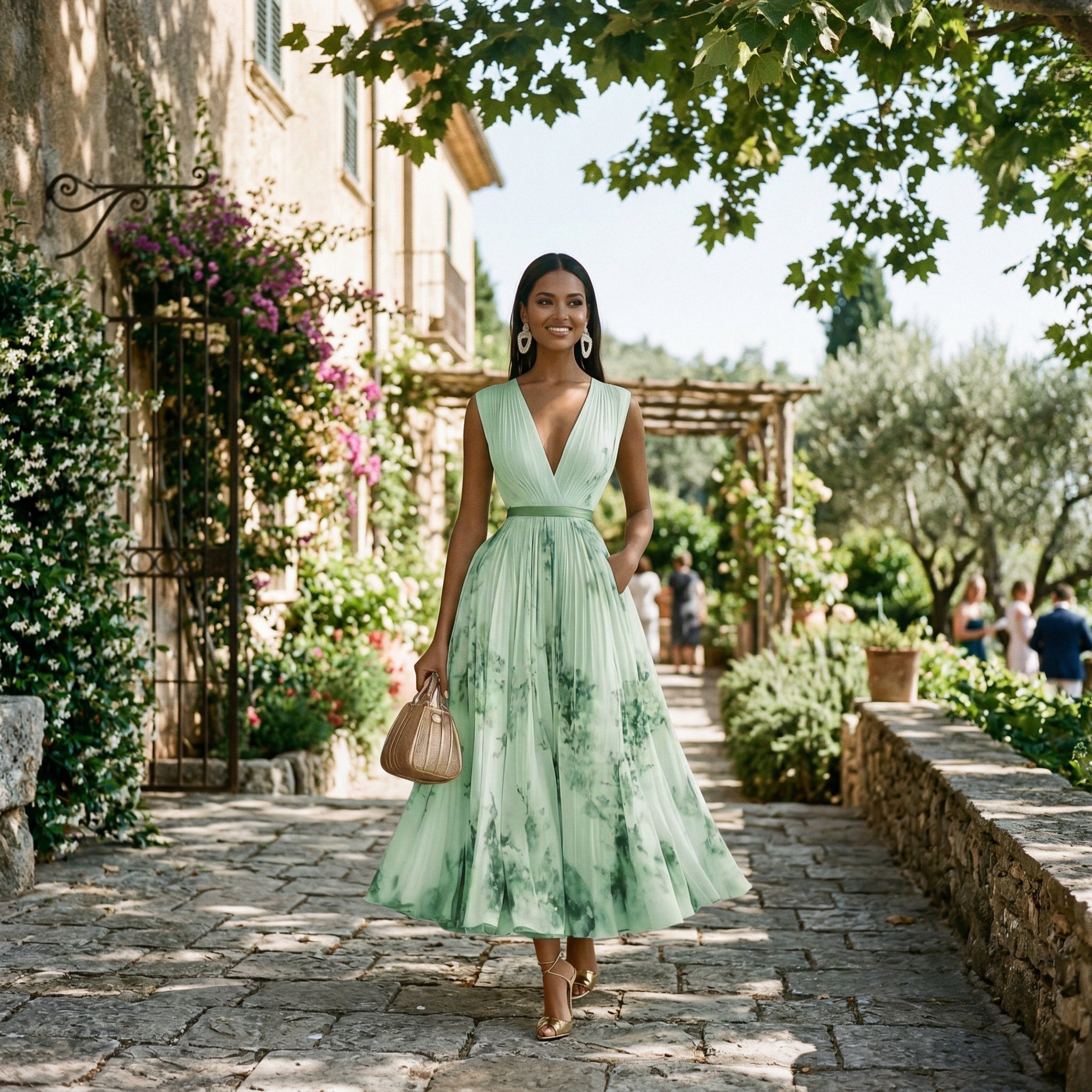Women's Elegant Floral Long Sleeve Maxi Dress