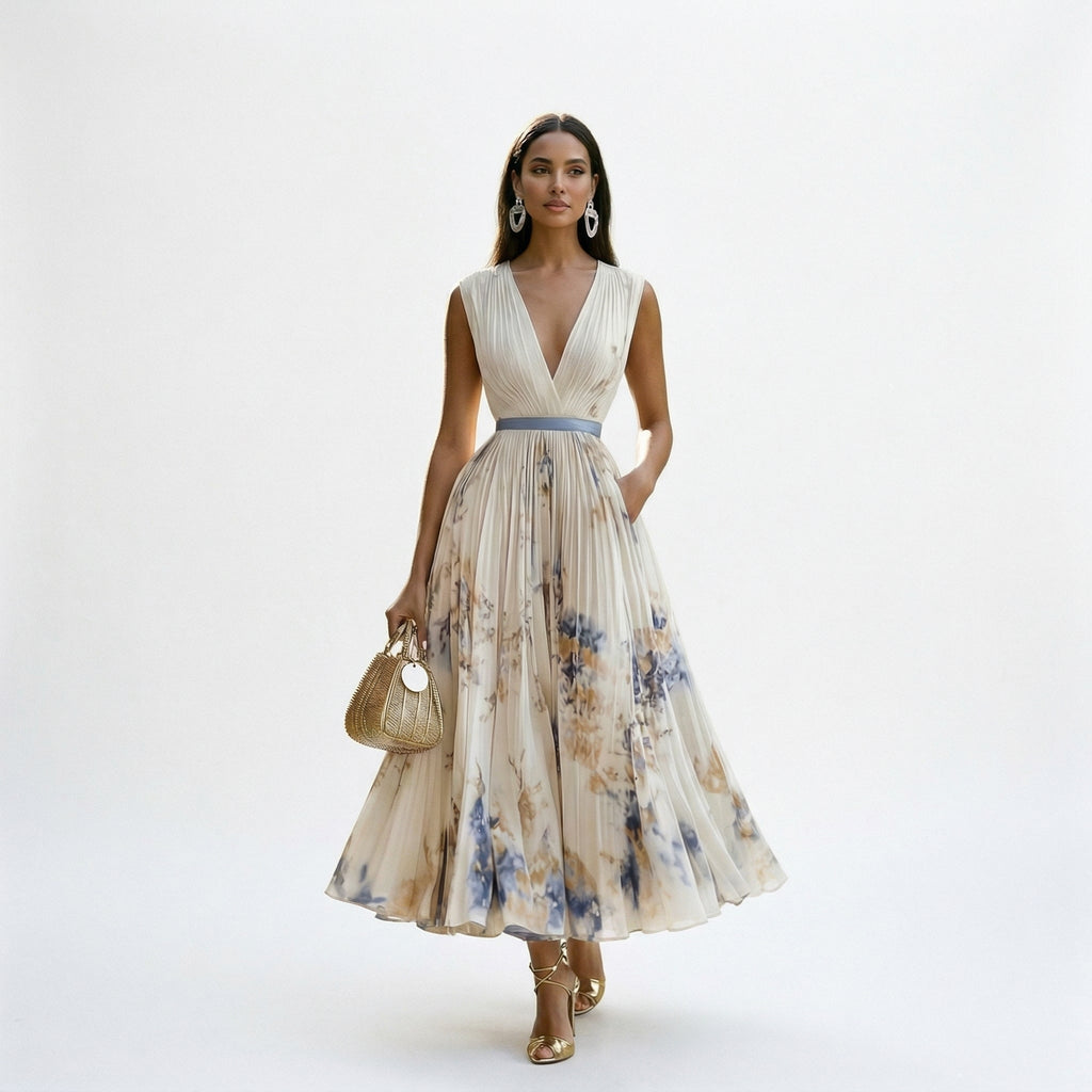 Women's Elegant Floral Long Sleeve Maxi Dress