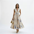Women's Elegant Floral Long Sleeve Maxi Dress