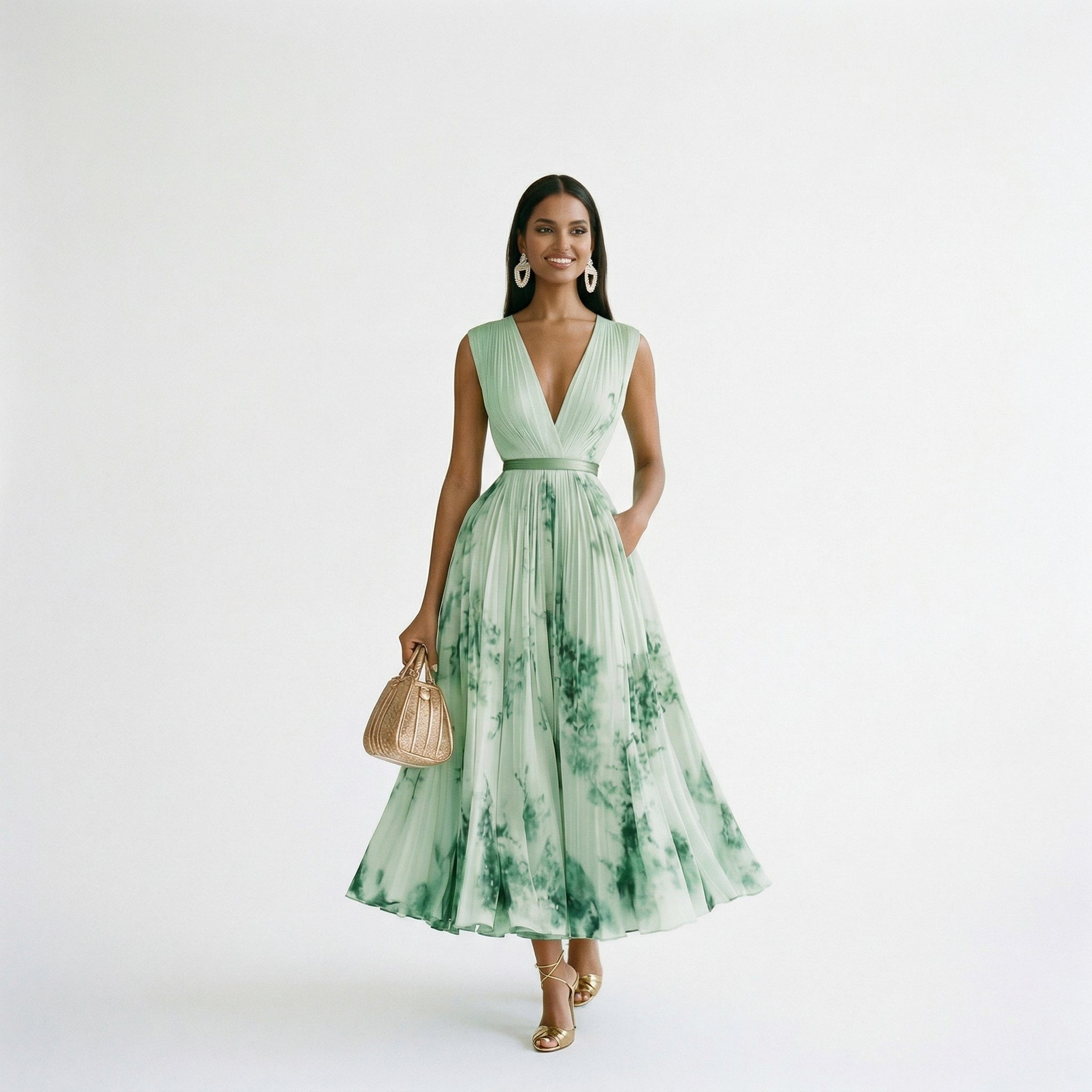 Women's Elegant Floral Long Sleeve Maxi Dress