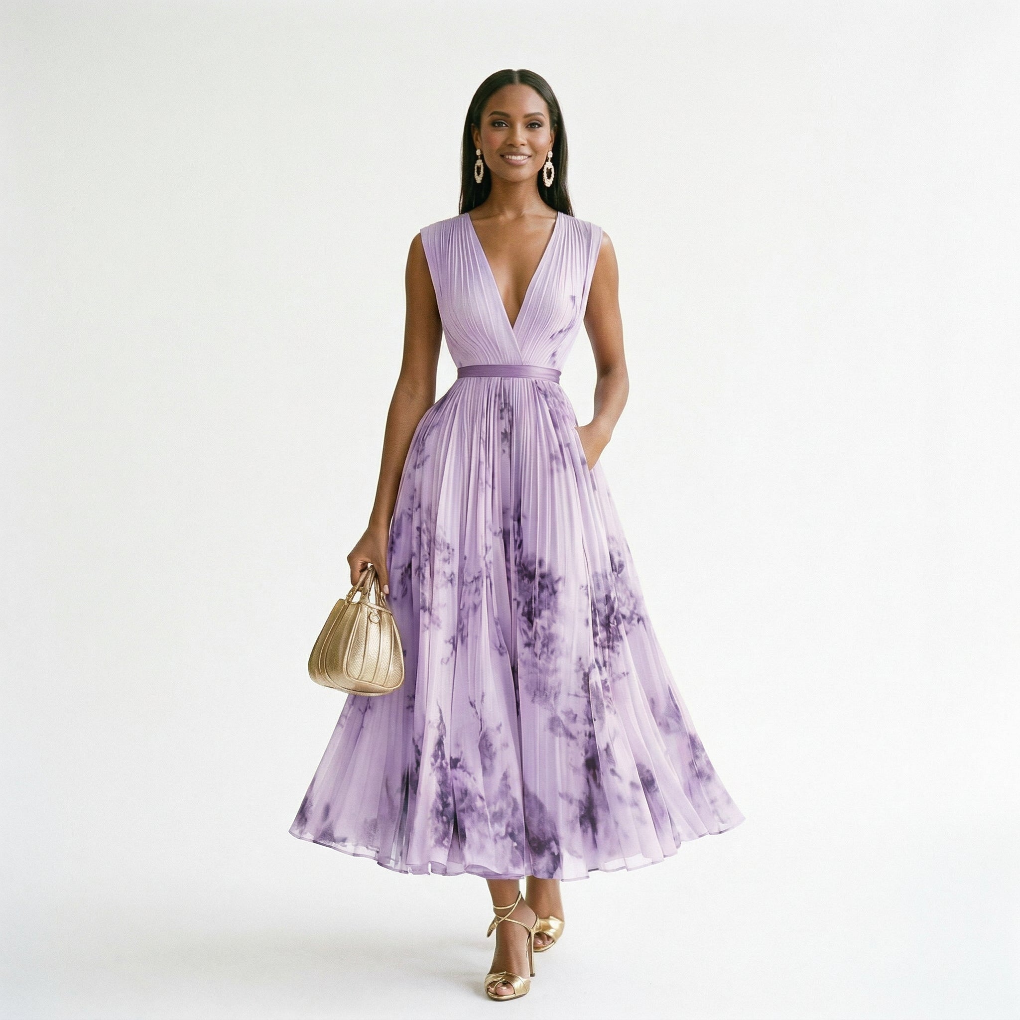 Women's Elegant Floral Long Sleeve Maxi Dress