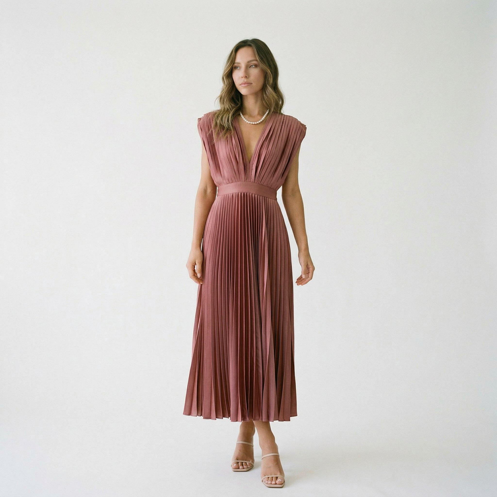 Women's Elegant Pleated Maxi Dress