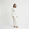 Women's Elegant Long Sleeve Maxi Dress with Tie Waist