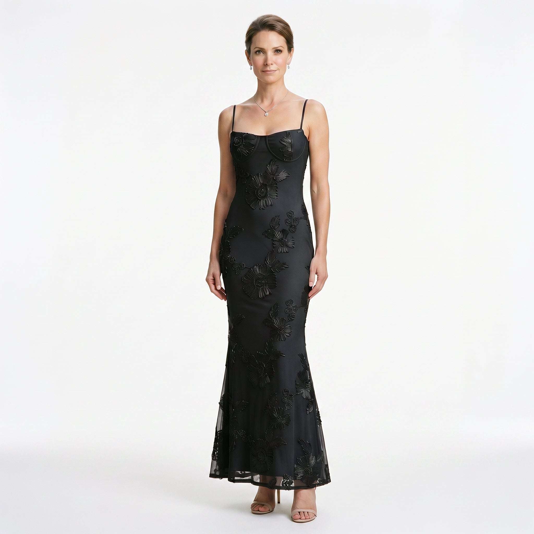 Women's Floral Jacquard Corset Maxi Dress