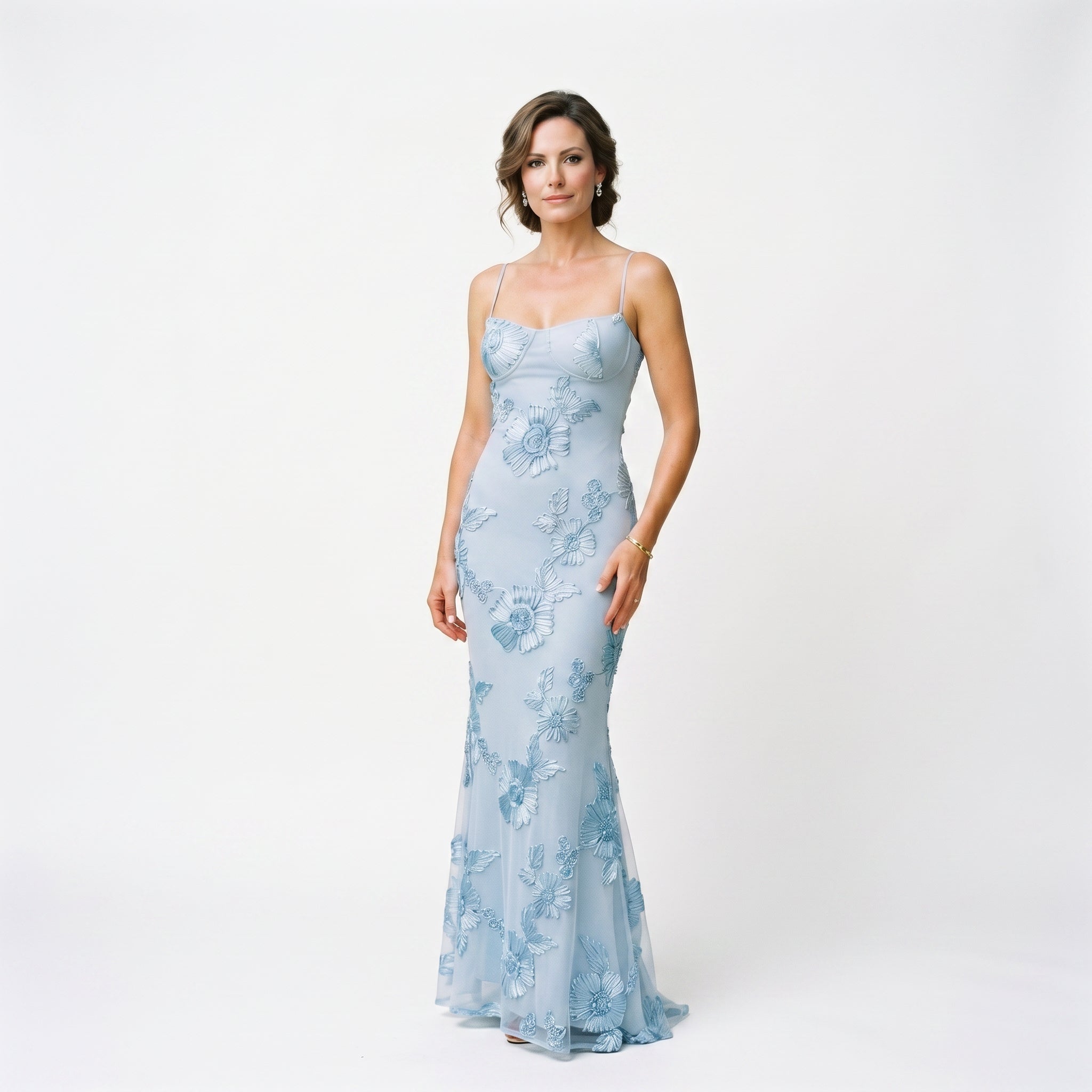 Women's Floral Jacquard Corset Maxi Dress