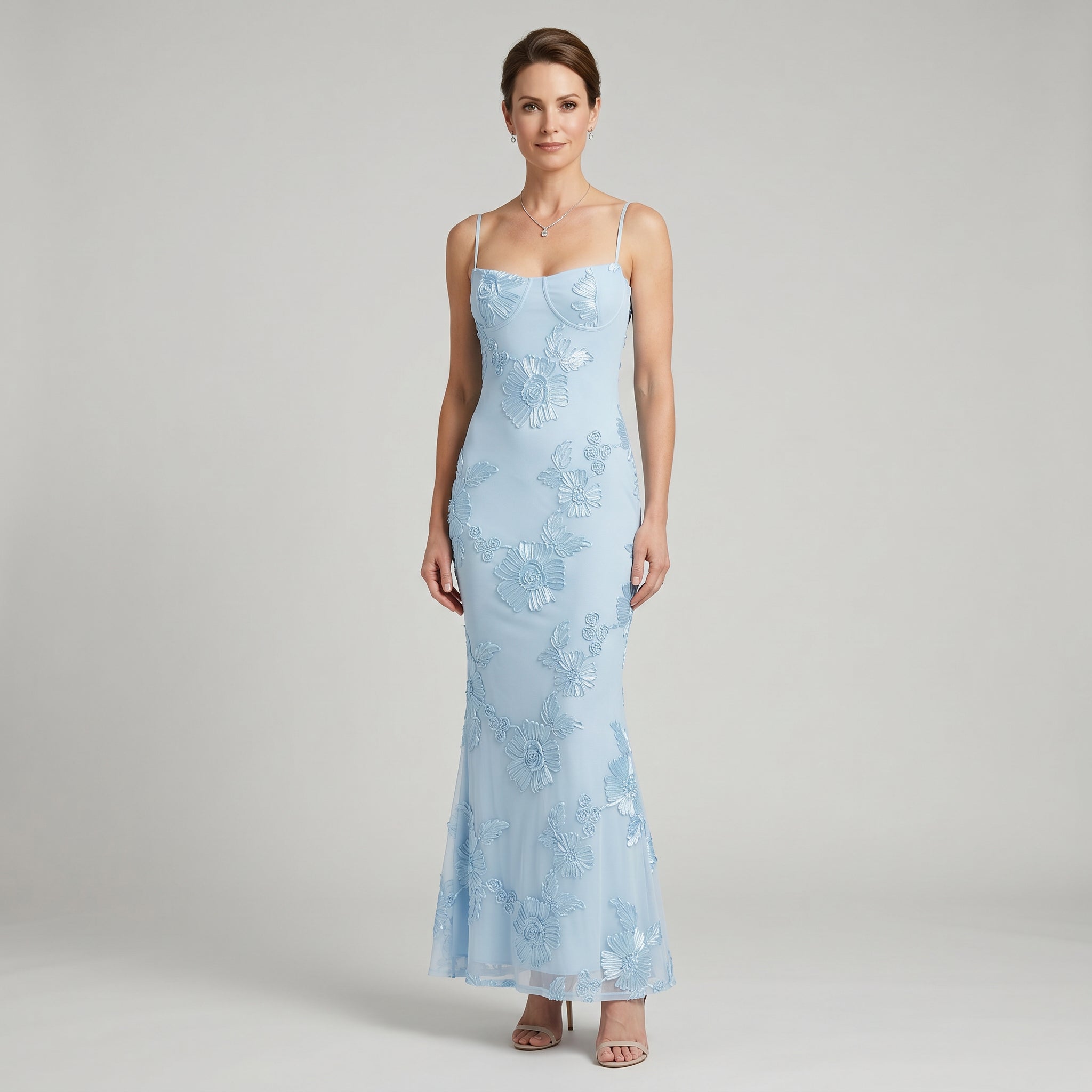 Women's Floral Jacquard Corset Maxi Dress