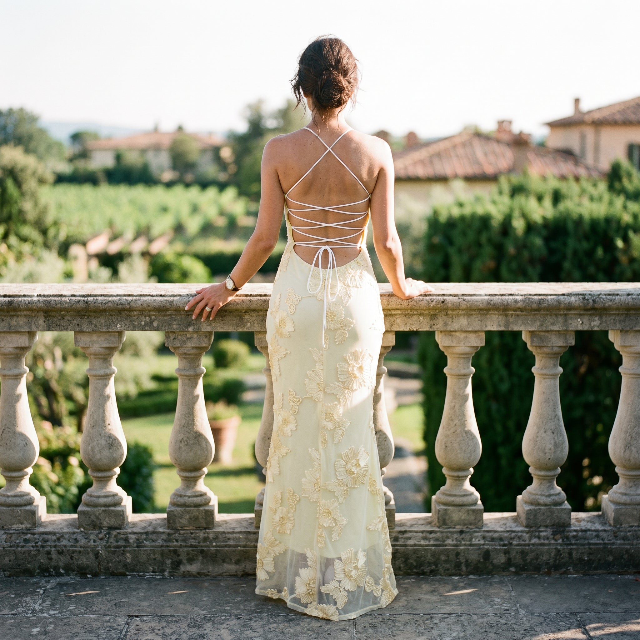 Women's Floral Jacquard Corset Maxi Dress
