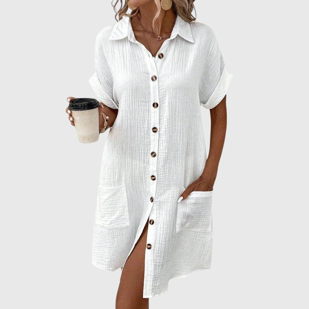 Women's Elegant Flowy Button-Down Summer Dress