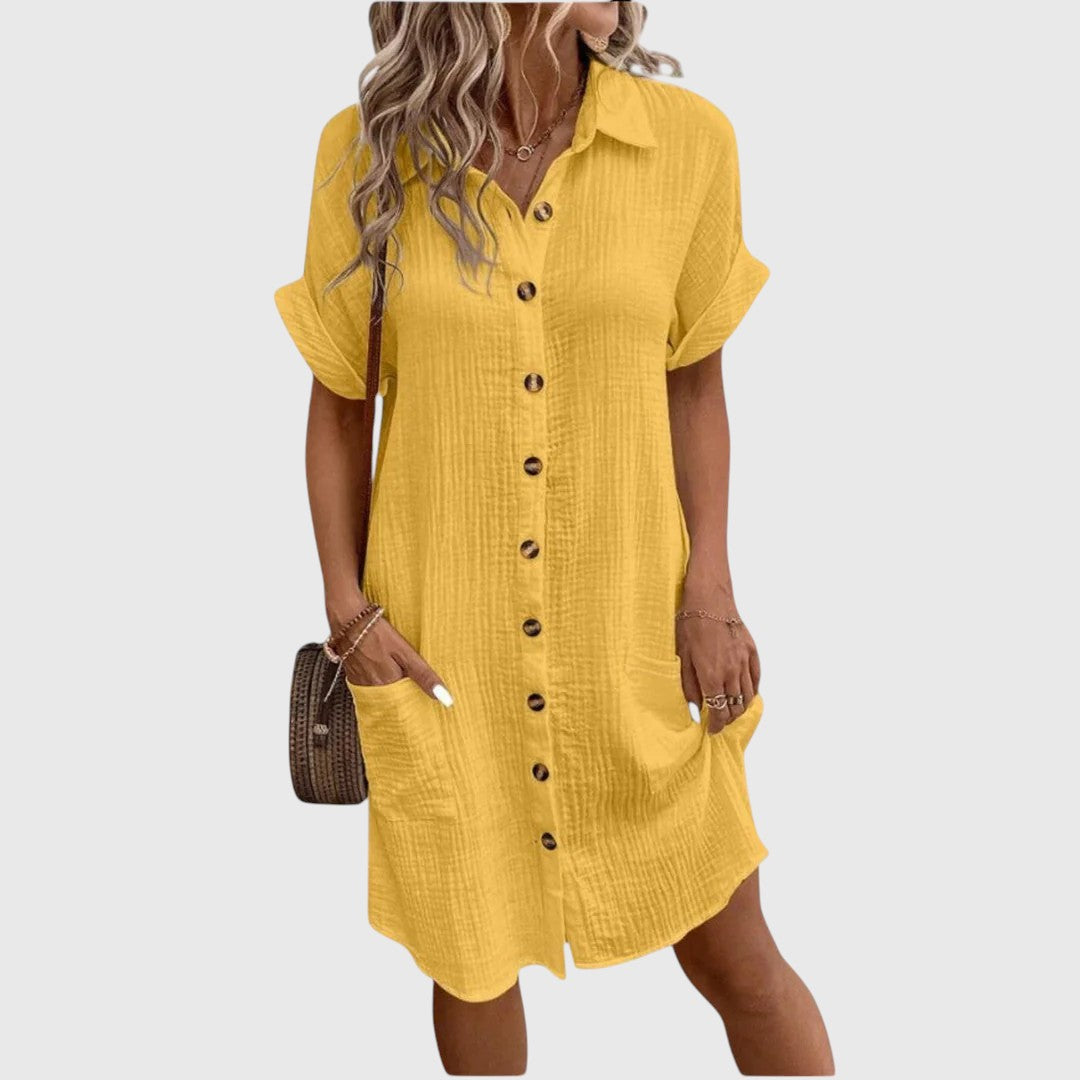 Women's Elegant Flowy Button-Down Summer Dress