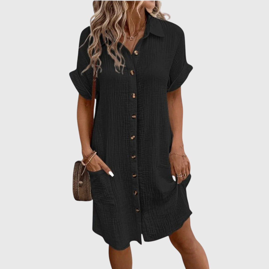 Women's Elegant Flowy Button-Down Summer Dress