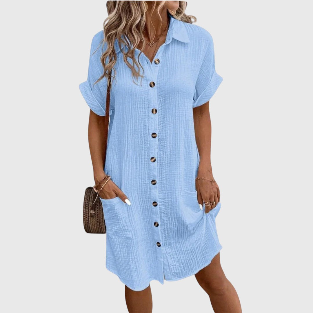 Women's Elegant Flowy Button-Down Summer Dress
