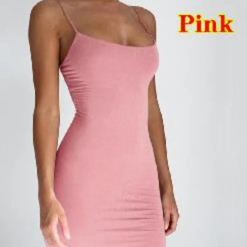 Women's Sleek Spaghetti Strap Solid Bodycon Sheath Mini Dress