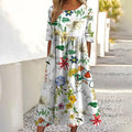 Women's Casual Crew Neck Pocket Short Sleeve Printed Dress