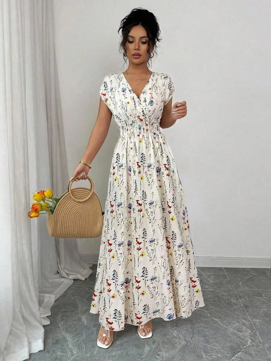 Women's Breezy Ditsy Floral V-Neck Sleeveless Maxi Dress
