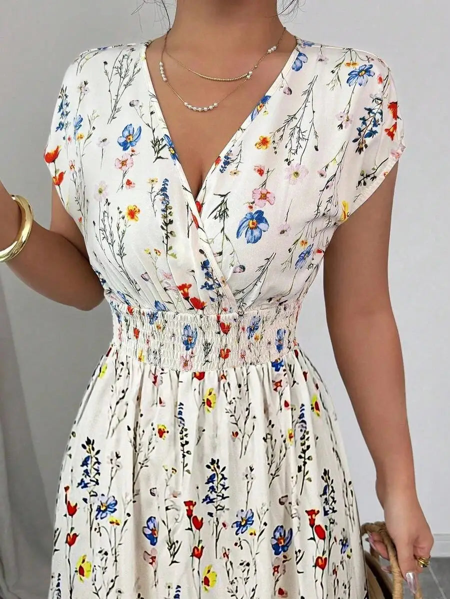 Women's Breezy Ditsy Floral V-Neck Sleeveless Maxi Dress