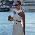 Women's Chic Halter Sleeveless Hollow-Out Hip-Hugging Mini Dress