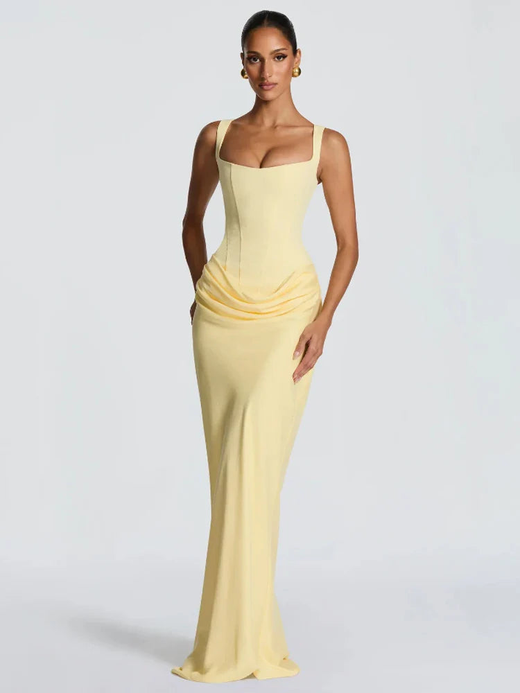 Women's Sleek Ruched Satin One-Shoulder Cutout Mermaid Maxi Dress