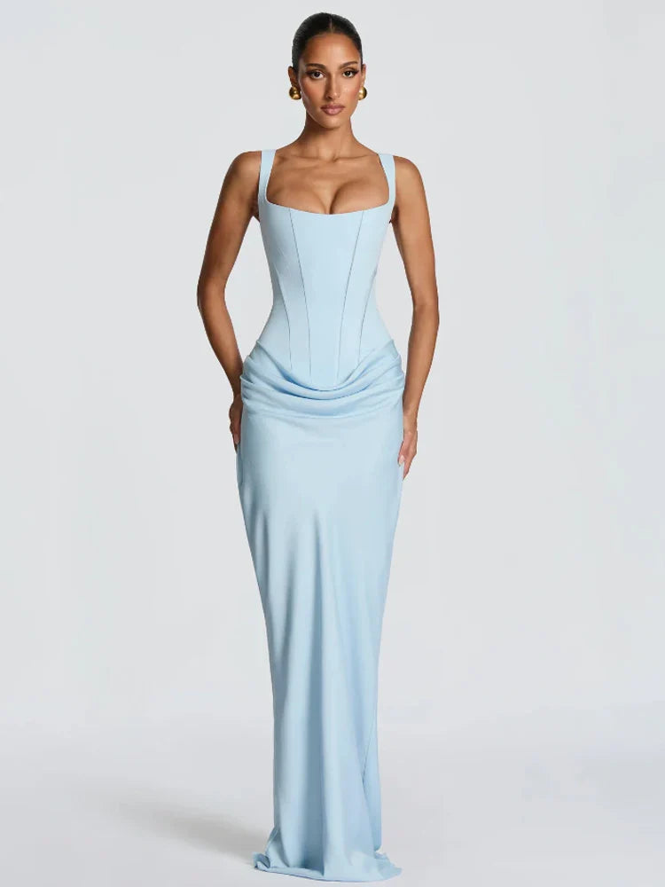 Women's Sleek Ruched Satin One-Shoulder Cutout Mermaid Maxi Dress