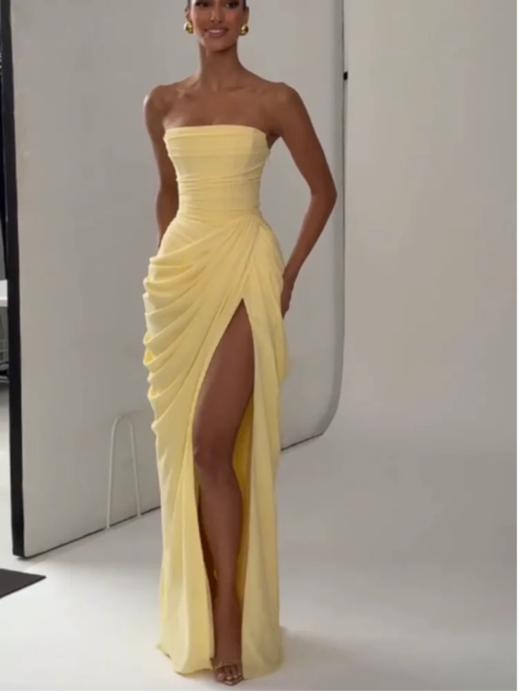 Women's Sleek Ruched Satin One-Shoulder Cutout Mermaid Maxi Dress