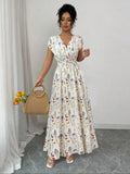 Women's Breezy Ditsy Floral V-Neck Sleeveless Maxi Dress
