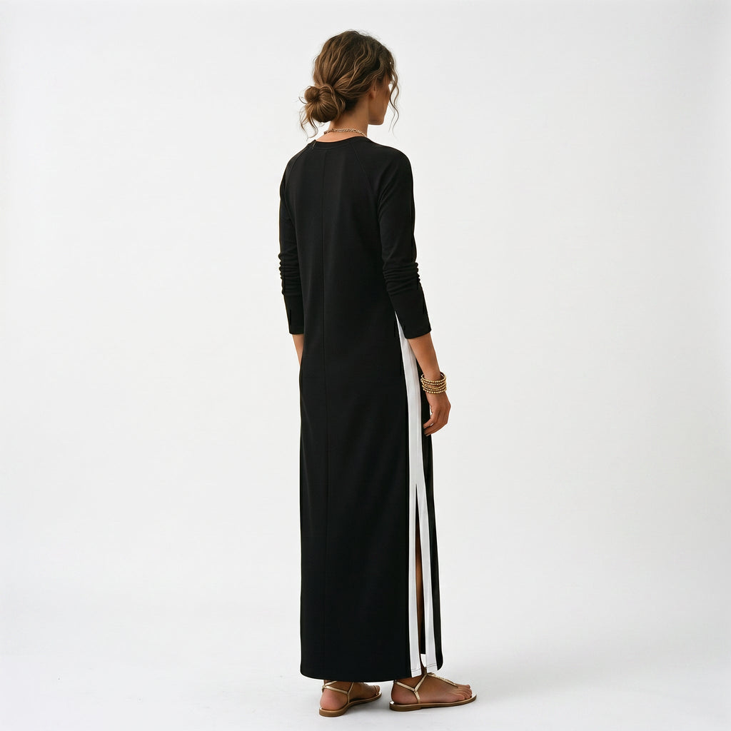 Women's Chic White Maxi Dress with Button-Down Collar