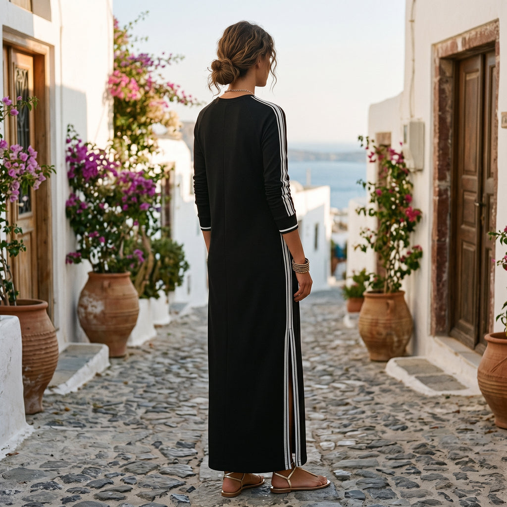 Women's Chic White Maxi Dress with Button-Down Collar