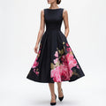 Women's Elegant Black Midi Cocktail Dress