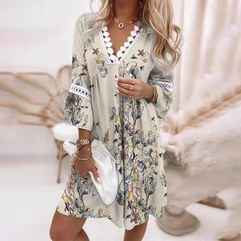 Women's Free-Spirited Boho Printed Mini Dress