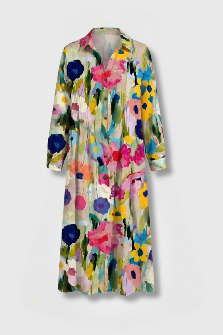 Women's Boho Button-Front Casual Flowy Dress