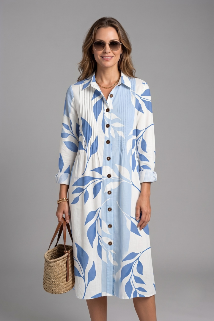 Women's Boho Button-Front Casual Flowy Dress