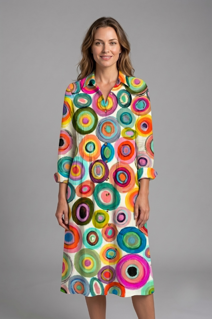 Women's Boho Button-Front Casual Flowy Dress