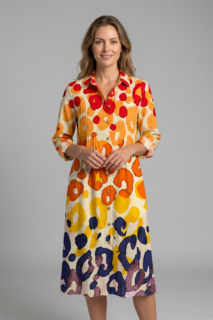 Women's Boho Button-Front Casual Flowy Dress