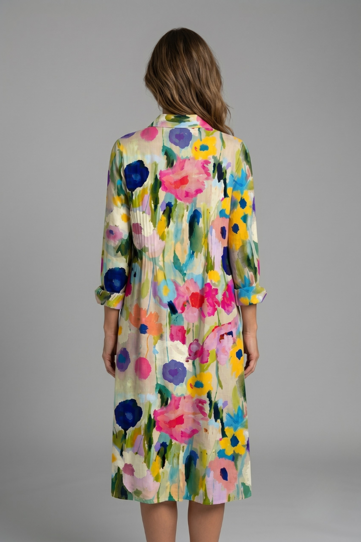 Women's Boho Button-Front Casual Flowy Dress