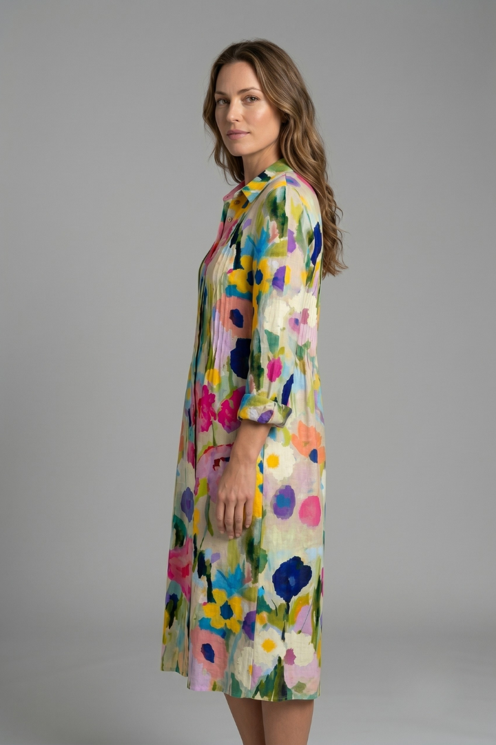 Women's Boho Button-Front Casual Flowy Dress