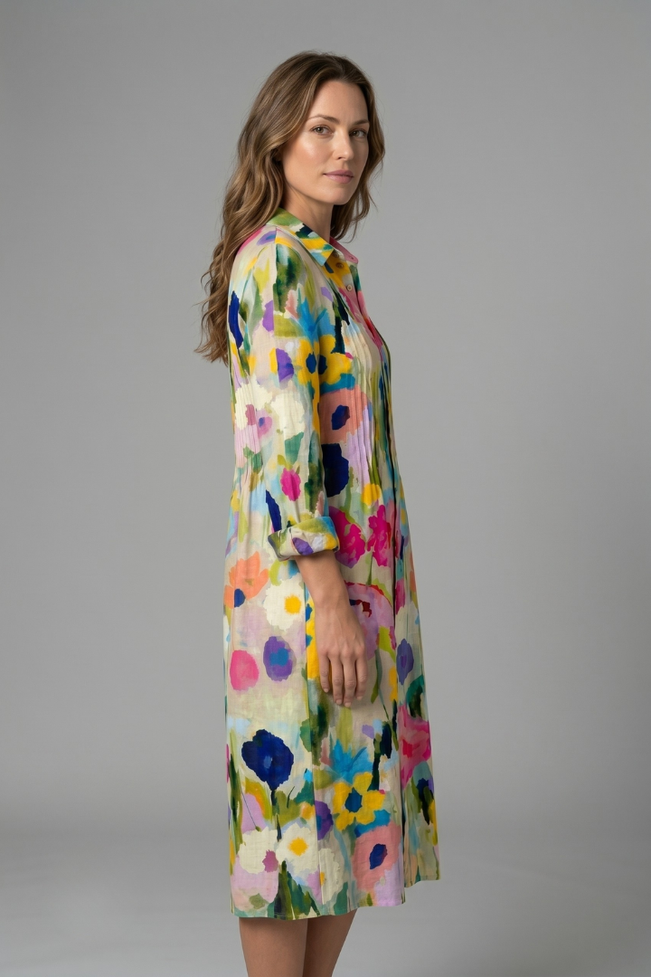 Women's Boho Button-Front Casual Flowy Dress
