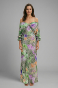 Women's Elegant Long Sleeve Detachable Scarf Maxi Dress