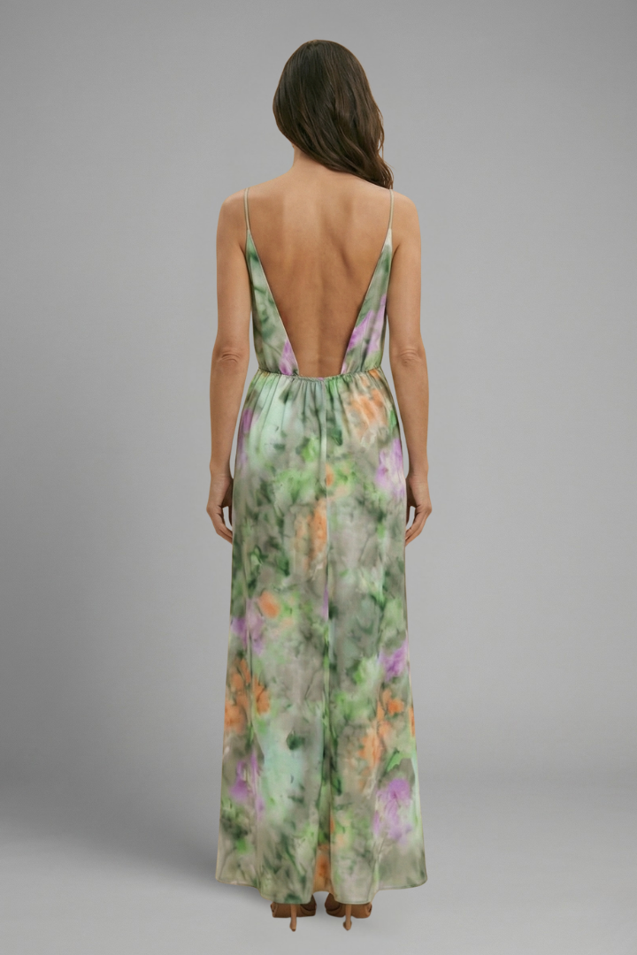 Women's Elegant Long Sleeve Detachable Scarf Maxi Dress