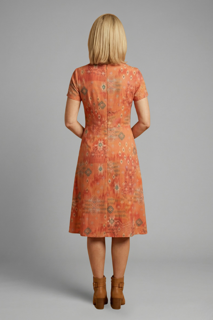 Women's Casual Short Sleeve Printed Midi Dress