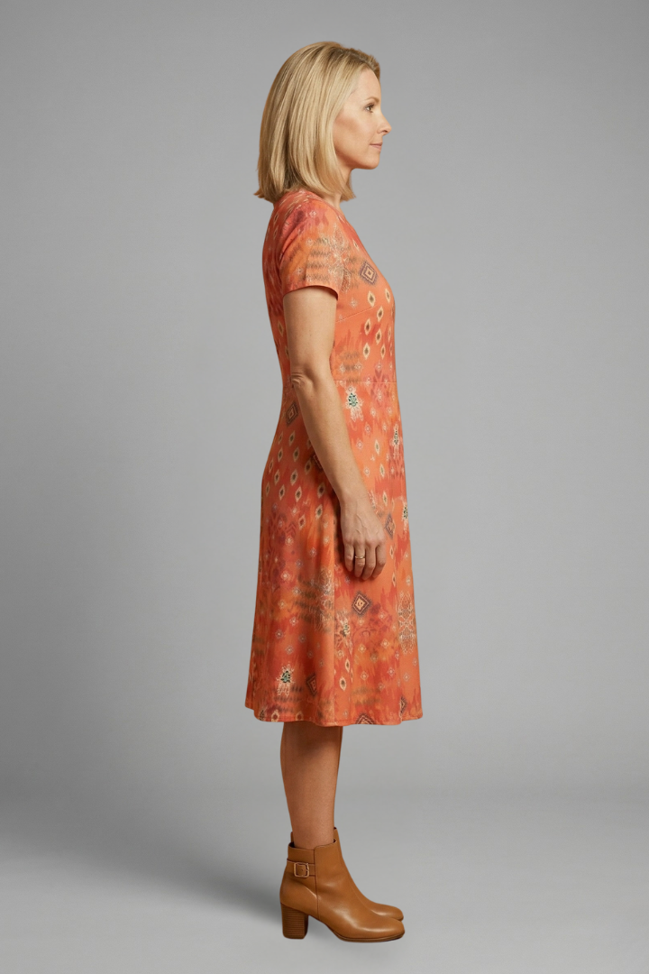 Women's Casual Short Sleeve Printed Midi Dress
