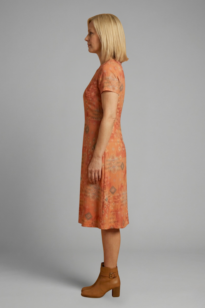 Women's Casual Short Sleeve Printed Midi Dress