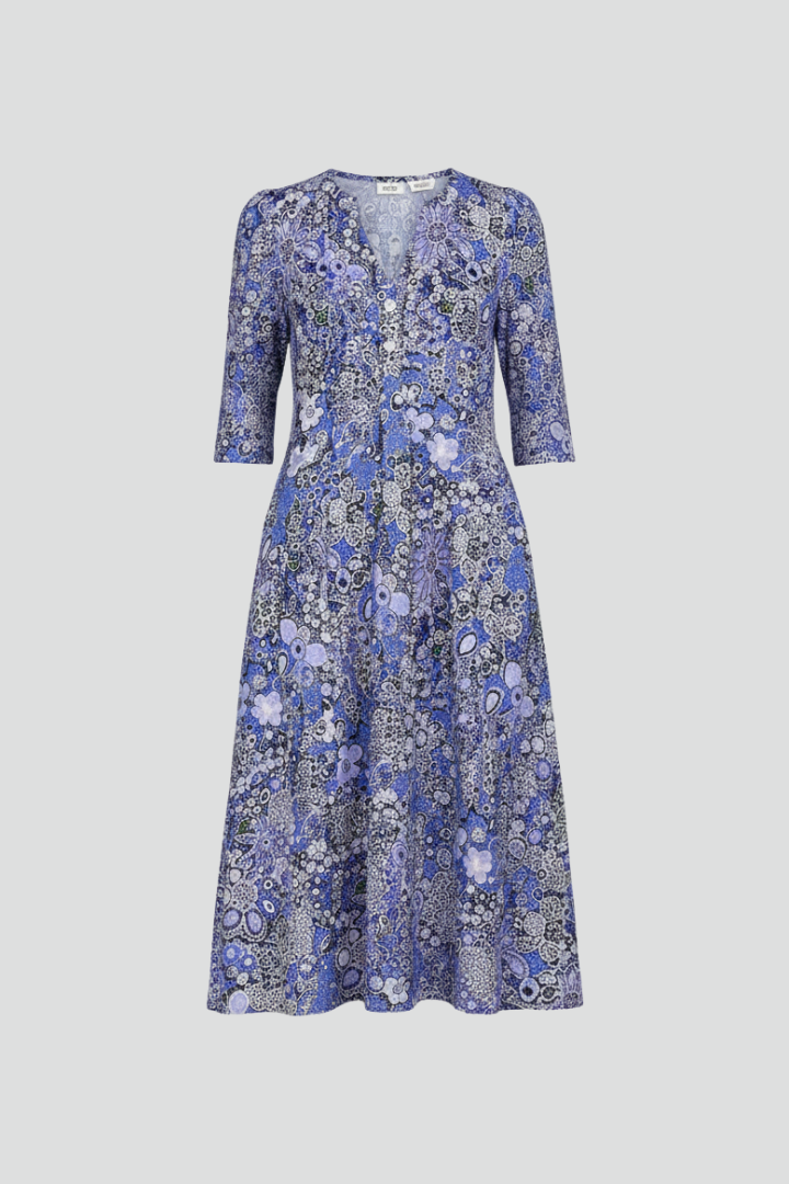 Women's Classic V-Neck Three-Quarter Sleeve Midi Dress