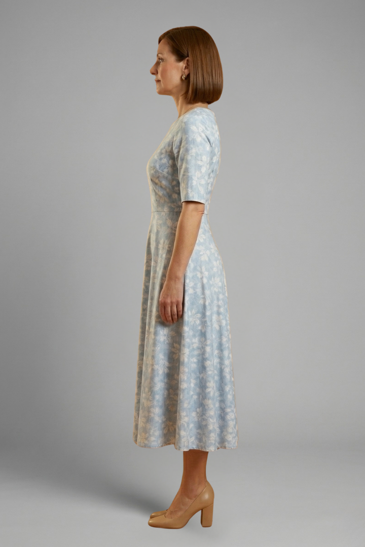 Women's Practical V-Neck Side Pocket Midi Dress