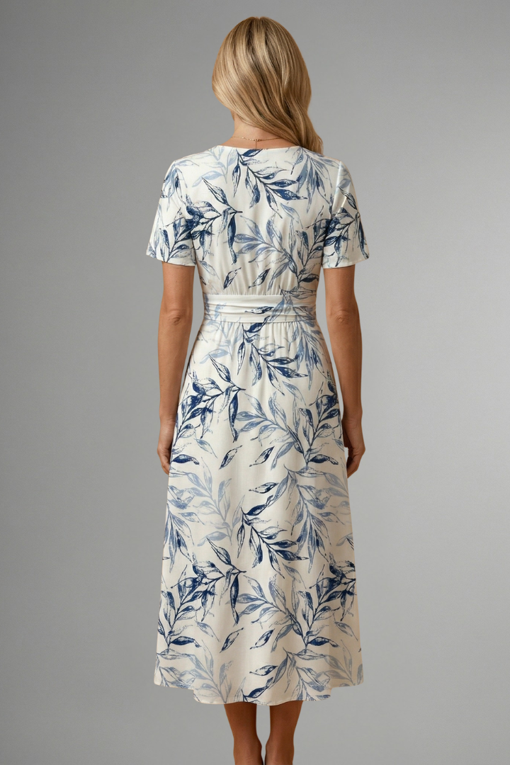 Women's Boho V-Neck Floral Print Wrap Midi Dress