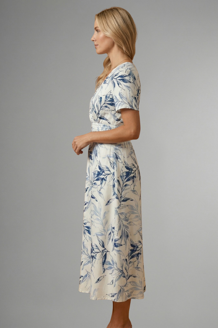 Women's Boho V-Neck Floral Print Wrap Midi Dress