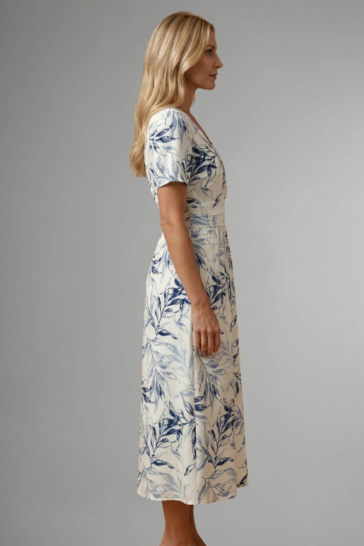 Women's Boho V-Neck Floral Print Wrap Midi Dress
